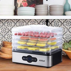 Сушилка для овощей KITFORT КТ-1914, 240Вт, 5 поддонов, электронное управление, черная
