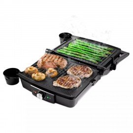 Электрогриль KITFORT KT-1656, 2000 Вт, фиксированные панели, регулировка температуры, серебристый