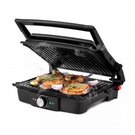 Электрогриль KITFORT KT-1656, 2000 Вт, фиксированные панели, регулировка температуры, серебристый