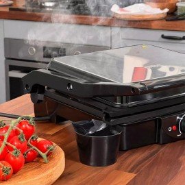 Электрогриль KITFORT KT-1656, 2000 Вт, фиксированные панели, регулировка температуры, серебристый