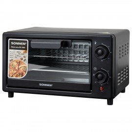 Мини-печь электрическая SONNEN EO-1001, 800 Вт, 10 л, таймер, нагрев до 230 C, черная, 458308