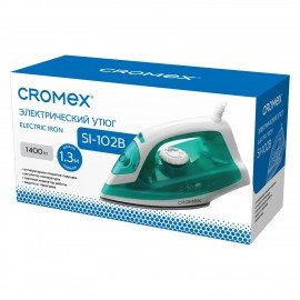 Утюг паровой CROMEX SI-102B, 1400Вт, антипригарное покрытие, паровой удар, самоочистка, компактный, зеленый/белый, 458313