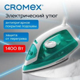 Утюг паровой CROMEX SI-102B, 1400Вт, антипригарное покрытие, паровой удар, самоочистка, компактный, зеленый/белый, 458313