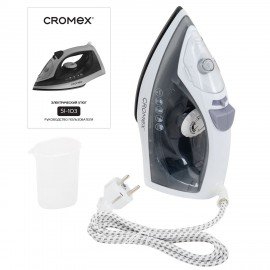Утюг паровой CROMEX SI-103, 1800Вт, антипригарное покрытие, паровой удар, вертикальное отпаривание, самоочистка, серый/белый, 458314