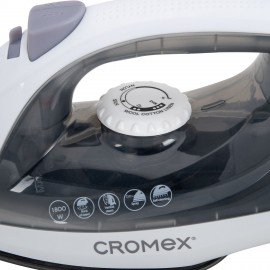 Утюг паровой CROMEX SI-103, 1800Вт, антипригарное покрытие, паровой удар, вертикальное отпаривание, самоочистка, серый/белый, 458314