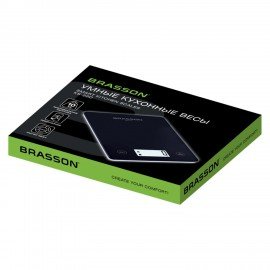 Весы кухонные УМНЫЕ BRASSON KS-22D, до 10кг, КБЖУ, приложение, стекло, черные, 458446