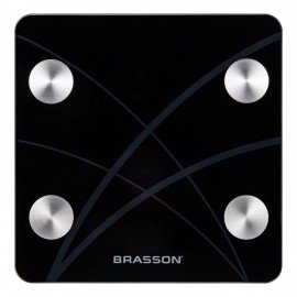 Весы напольные диагностические BRASSON FS-33D, 30*30 см, до 180 кг, 15 параметров, стекло, черные, 458447