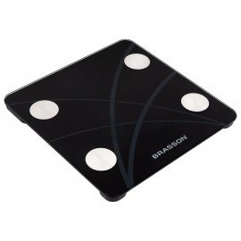 Весы напольные диагностические BRASSON FS-33D, 30*30 см, до 180 кг, 15 параметров, стекло, черные, 458447