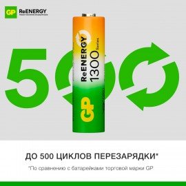 Батарейки аккумуляторные GP ReEnergy Ni-Mh пальчиковые КОМПЛЕКТ 2 шт AA (HR6) 1300 mA, 130AAHCRGY-2CRC