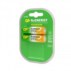 Батарейки аккумуляторные GP ReEnergy Ni-Mh пальчиковые КОМПЛЕКТ 2 шт АА (HR6) 2600 mA, 270AAHCRGY-2CR