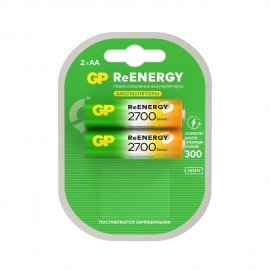 Батарейки аккумуляторные GP ReEnergy Ni-Mh пальчиковые КОМПЛЕКТ 2 шт АА (HR6) 2600 mA, 270AAHCRGY-2CR