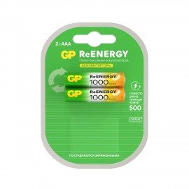 Батарейки аккумуляторные GP ReEnergy Ni-Mh мизинчиковые КОМПЛЕКТ 2 шт ААА (HR03) 950, 100AAAHCRGY-2CR