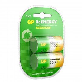 Батарейки аккумуляторные GP ReEnergy Ni-Mh КОМПЛЕКТ 2 шт С (HR14) 3000 mAh, 300CHCRGY, 300CHCRGY-2CRC