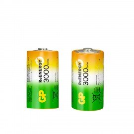 Батарейки аккумуляторные GP ReEnergy Ni-Mh КОМПЛЕКТ 2 шт D (HR20) 3000 mAh, 300DHCRGY, 300DHCRGY-2CRC