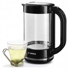 Чайник BOSCH TWK70B03, 1,7 л, 2400 Вт, закрытый нагревательный элемент, стекло, черны