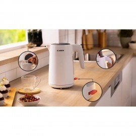 Чайник BOSCH TWK2M161, 1,7л, 2400Вт, закрытый нагревательный элемент, белый