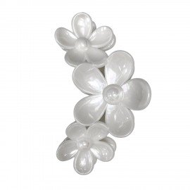 Краб для волос, 11 см, в форме цветов, глянцевый, белый, MONTE VITA, 458823