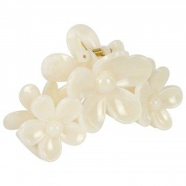 Краб для волос, 11 см, в форме цветов, глянцевый, белый, MONTE VITA, 458823