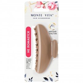Краб для волос, ГИБКИЙ, НЕЛОМАЮЩИЙСЯ, 12 см, бежевый, MONTE VITA, 458824