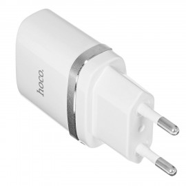Зарядное устройство сетевое HOCO 12 Вт, 2.4 А, 2 х USB, кабель Type-C, 1 м, белый, УТ000023100