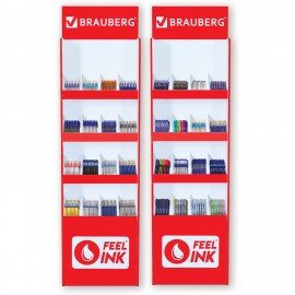 Стойка под письменные принадлежности усиленная BRAUBERG, 180х50х30 см, 4 полки, 16 ячеек, картон, 504342