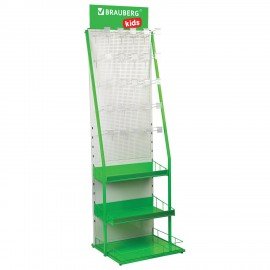 Стойка для размещения товара напольная BRAUBERG KIDS, 205x60x50 см, 25 крючков, 3 полки, 506321