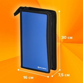 Портмоне для CD/DVD BRAUBERG на 96 дисков, обложка пластиковая, синий, 510091