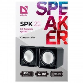 Колонки компьютерные DEFENDER SPK 22, 2.0, 2х2, 5 Вт, пластик, черные, 65503