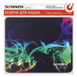Коврик для мыши SONNEN "SMOKE", резина + ткань, 220х180х3 мм, 513289