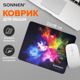 Коврик для мыши SONNEN "EXPLOSIVE", резина + ткань, 220х180х3 мм, 513291