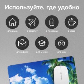 Коврик для мыши SONNEN "BEACH", резина + ткань, 260х220х3 мм, 513294