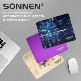 Коврик для мыши SONNEN "PURPLE", резина + ткань, 220х180х3 мм, 513307