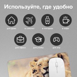 Коврик для мыши SONNEN "LIONS", резина + ткань, 220х180х3 мм, 513310