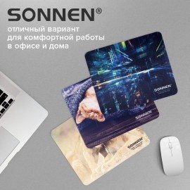 Коврик для мыши SONNEN "KITTEN", резина + ткань, 220х180х3 мм, 513313