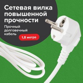 Сетевой фильтр SONNEN SPW-185, 5 розеток с заземлением, выключатель, 10 А, 1,8 м, белый, 513653
