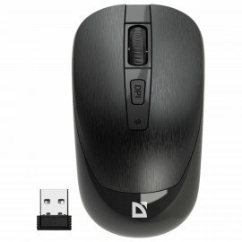 Мышь беспроводная бесшумная DEFENDER Wave MM-995, USB, 3 кнопки + 1 колесо-кнопка, оптическая, черная, 52995