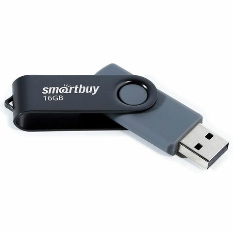 Флеш-диск 16 GB SMARTBUY Twist USB 2.0, черный, SB016GB2TWK