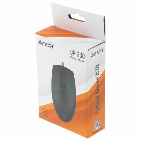 Мышь проводная A4TECH OP-330, USB, 2 кнопки+1 колесо-кнопка, оптическая, черная, 1530236