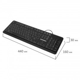 Клавиатура проводная USB, 104 клавиши, LED-подсветка, SONNEN K308, черная, 513947
