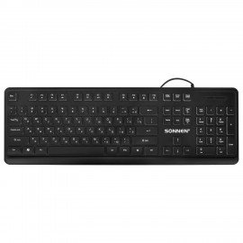 Клавиатура проводная USB, 104 клавиши, LED-подсветка, SONNEN K308, черная, 513947