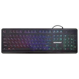 Клавиатура проводная USB, 104 клавиши, LED-подсветка, SONNEN K308, черная, 513947