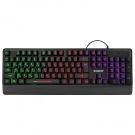 Клавиатура проводная USB, 104 клавиши, LED-подсветка, SONNEN K305, черная, 513948