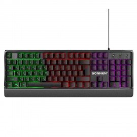 Клавиатура проводная USB, 104 клавиши, LED-подсветка, SONNEN K305, черная, 513948