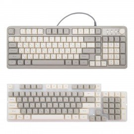 Клавиатура проводная USB, 102+98 клавиш, LED-подсветка, SONNEN K620, слоновая кость/серая, 513950