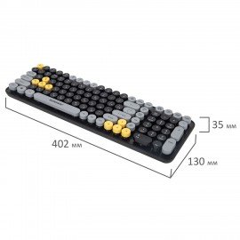 Клавиатура беспроводная USB, 105 клавиш, SONNEN K303BY, черная/серая/желтая, 513952