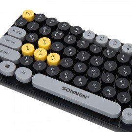 Клавиатура беспроводная USB, 105 клавиш, SONNEN K303BY, черная/серая/желтая, 513952