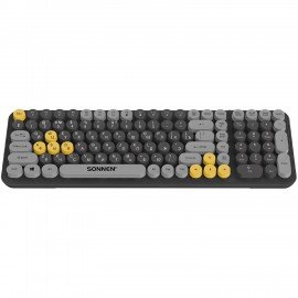 Клавиатура беспроводная USB, 105 клавиш, SONNEN K303BY, черная/серая/желтая, 513952
