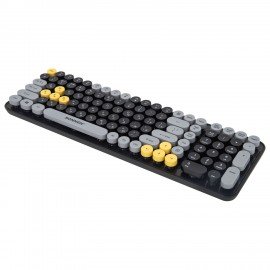 Клавиатура беспроводная USB, 105 клавиш, SONNEN K303BY, черная/серая/желтая, 513952
