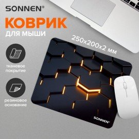 Коврик для мыши SONNEN "HOT CELLS" резина+ткань, 250х200х2мм, 513955