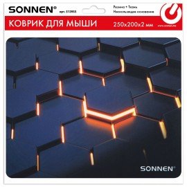 Коврик для мыши SONNEN "HOT CELLS" резина+ткань, 250х200х2мм, 513955